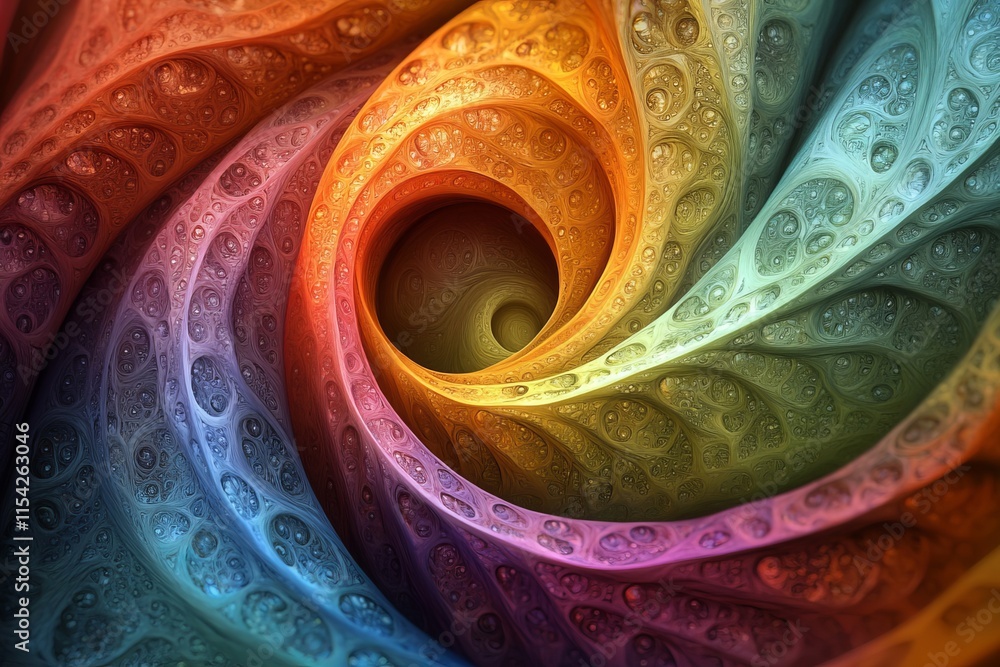 Poster twisting fractals in colors. generative ai