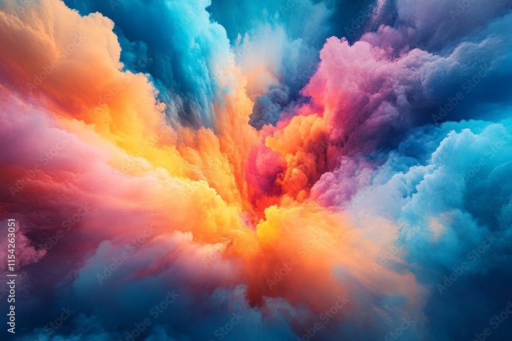 Poster explosion of colors and bursting from the center. generative ai