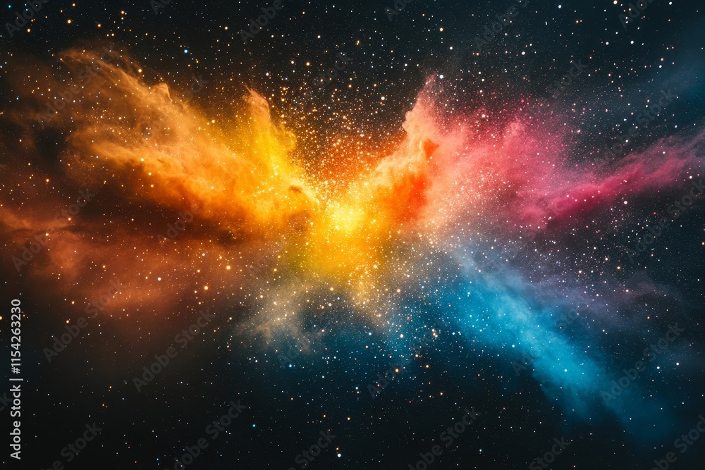 Poster explosion of colors and bursting from the center. generative ai
