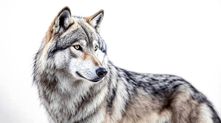 Fototapeta premium Majestic Gray Wolf Portrait with Intense Golden Eyes