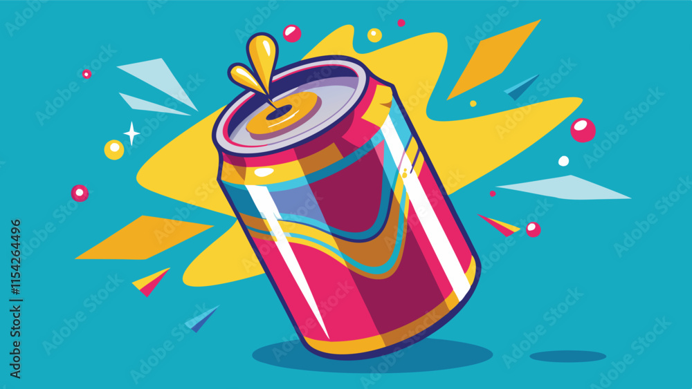 Aufkleber colorful vector design of a beverage can with splashes and dynamic elements on a bright background
