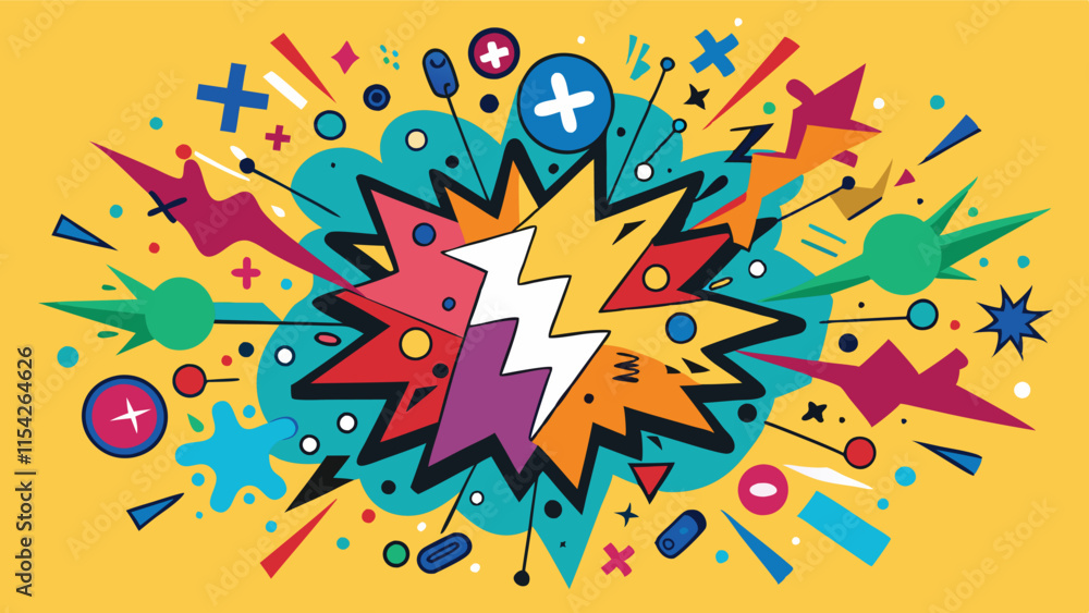 Leinwandbilder Dynamic and vibrant vector artwork showcasing an explosion of color and shapes in a playful, energetic style suitable for various creative projects