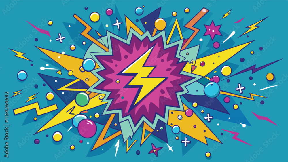 Poster Dynamic and vibrant vector artwork showcasing an explosion of color and shapes in a playful, energetic style suitable for various creative projects