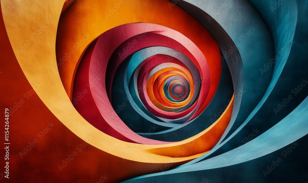 Poster hypnotic forms in deep colors with shapes. generative ai