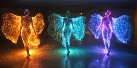 luminous energy fields expanding and contracting with light. Generative AI