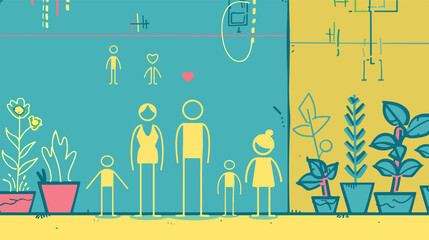 Obraz premium Set of Family Stick Figures Vector Illustration