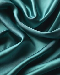 Obraz premium a close up view of smooth flowing teal satin fabric showcasing its elegant texture