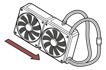 Detailed vector illustration of a dual fan cooling system designed for efficient heat dissipation in computer setups