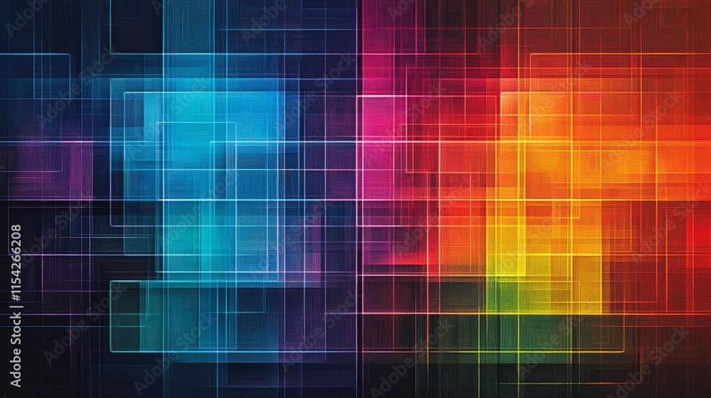 Aufkleber intricate lines in hues across a grid. generative ai
