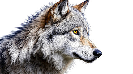 Majestic Gray Wolf Portrait with Intense Golden Eyes