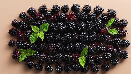 Fresh blackberries with leaves