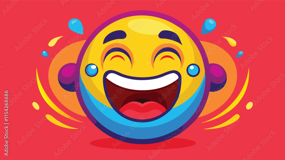 Poster joyful smiley face with vibrant colors expressing happiness and cheerfulness in a playful design sui
