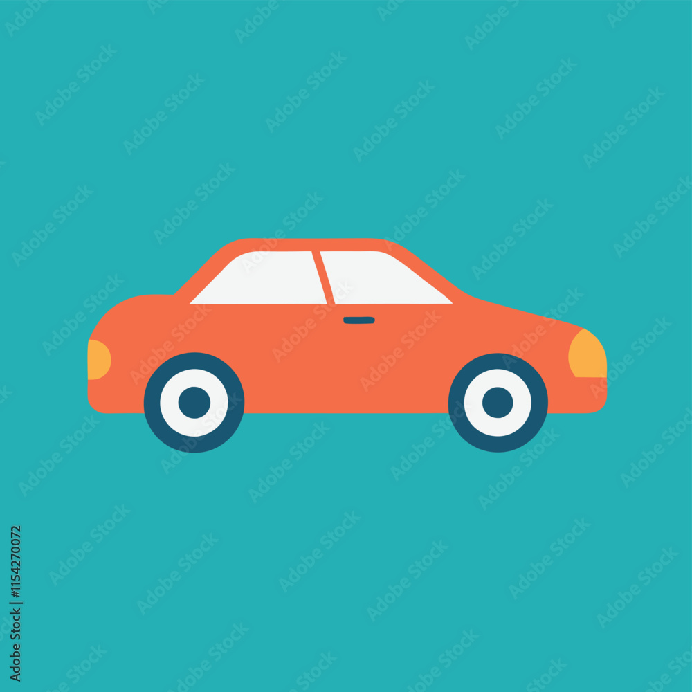 Poster vector illustration of a stylized orange car on a vibrant colored background showcasing modern desig