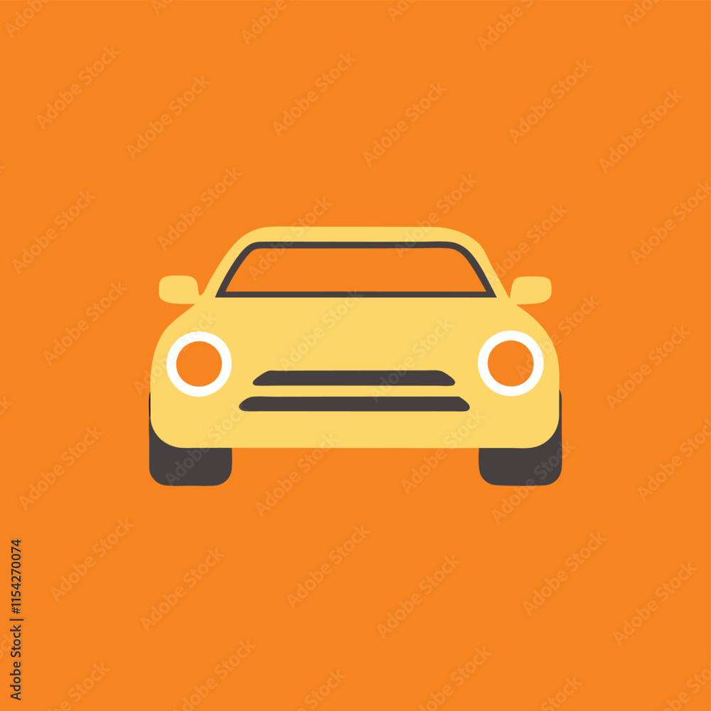 Poster vector illustration of a stylized orange car on a vibrant colored background showcasing modern desig