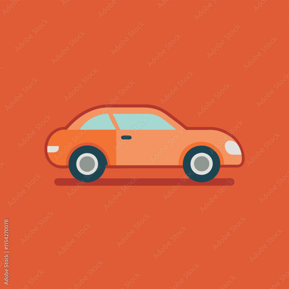 Poster vector illustration of a stylized orange car on a vibrant colored background showcasing modern desig