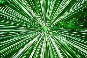 Obraz premium pulsating green light streams, abstract digital space