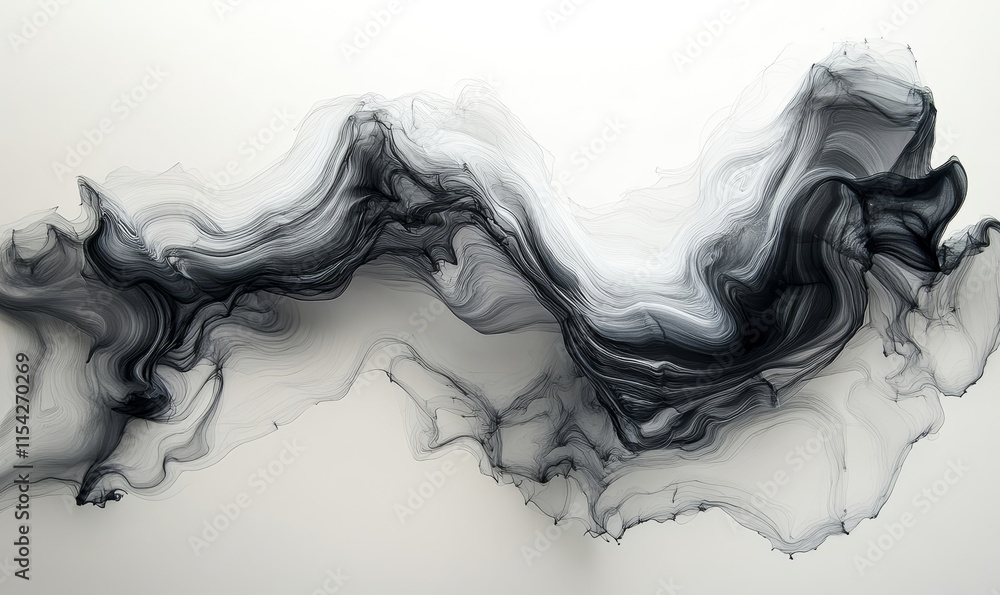 Poster ink patterns moving smoothly through space. generative ai