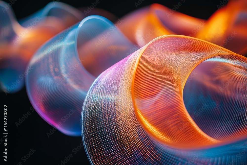 Poster ribbons of liquid moving in patterns. generative ai