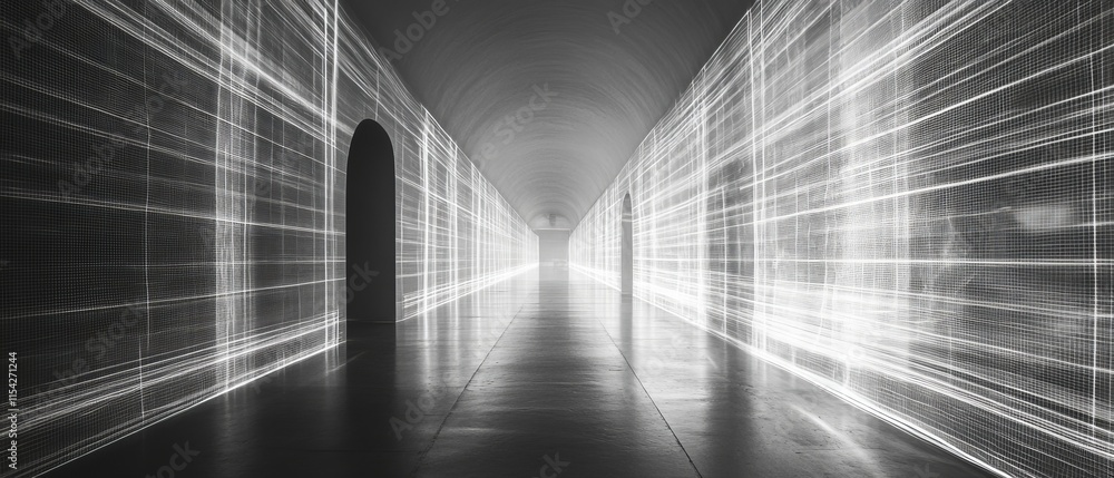 Aufkleber energetic lines tracing paths through a space. generative ai