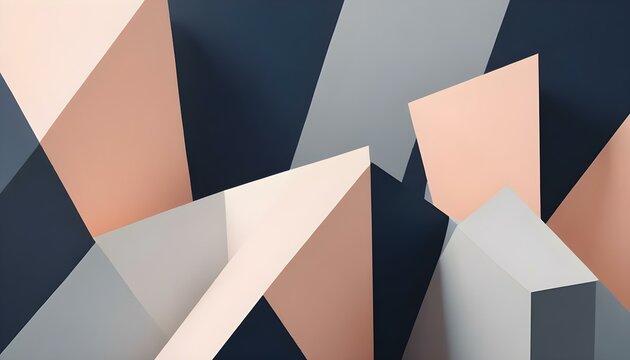 Formas geom&eacute;tricas en tonos de azul, gris y melocot&oacute;n dispuestas en una composici&oacute;n abstracta en capas