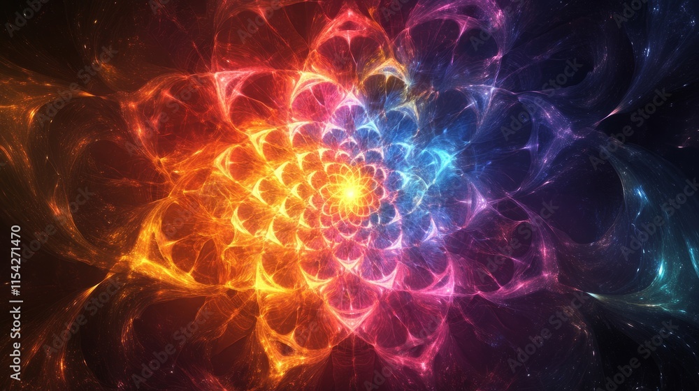 Poster energetic patterns into a vortex of colors. generative ai