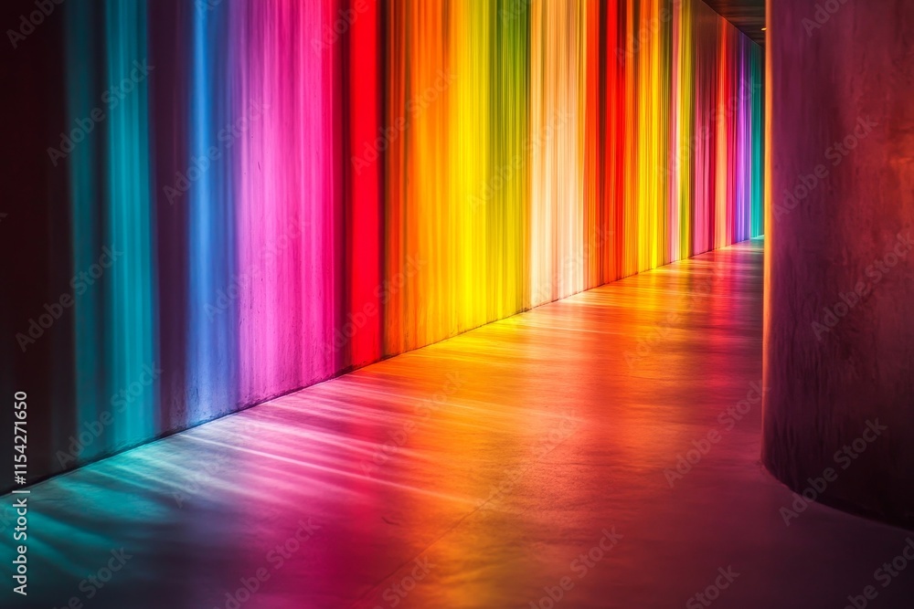 Poster light streaks cascading into a spectrum of colors. generative ai
