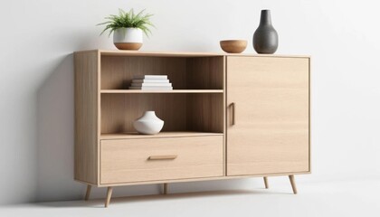 Modern Wooden Cabinet with Minimalist Decor