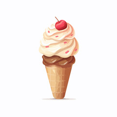 Ice Cream Cone Icon Vector Illustration Isolated White Background