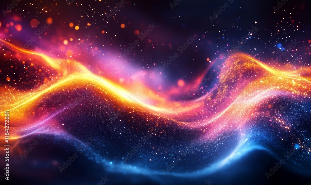 Poster energy fields pulsating with waves of light. generative ai