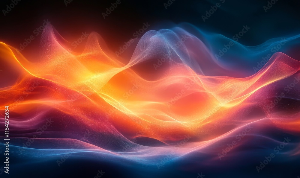 Poster energy fields pulsating with waves of light. generative ai