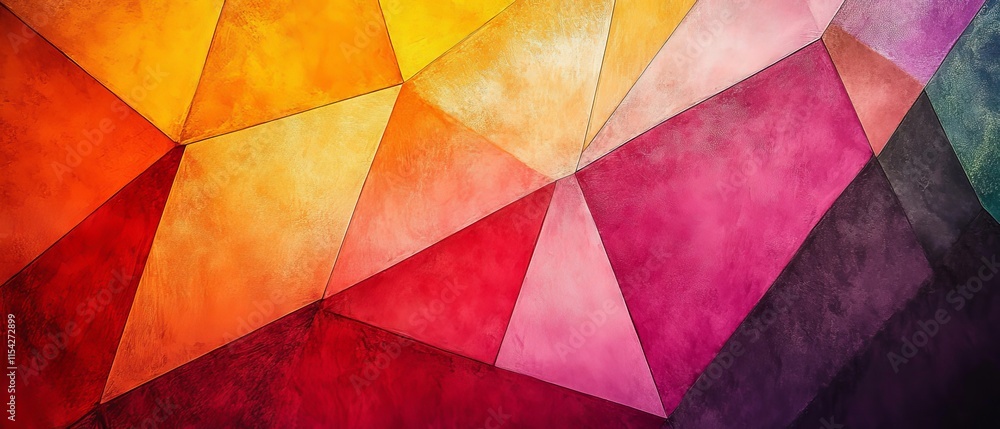 Poster geometry expanding in endless layers of vibrant hues. generative ai