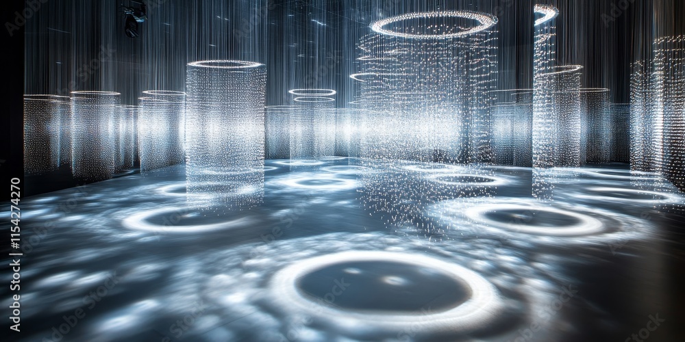 Poster light pieces forming circular patterns. generative ai
