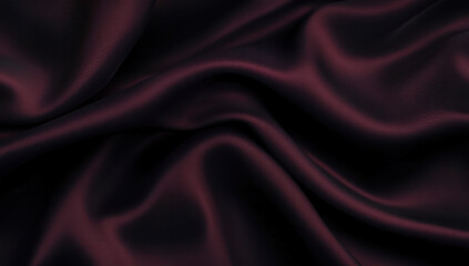 Fototapeta premium Black dark deep red burgundy cherry maroon crimson abstract background. Silk satin velvet fabric. Elegant luxury rich. Curtain drapery fold line wave flow. Romance Valentine Birthday Christmas. Design