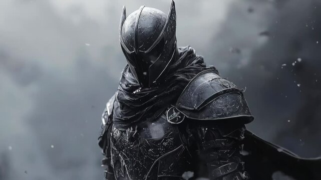 Epic Dark Knight in Enchanted Fog Seamless Loop Background