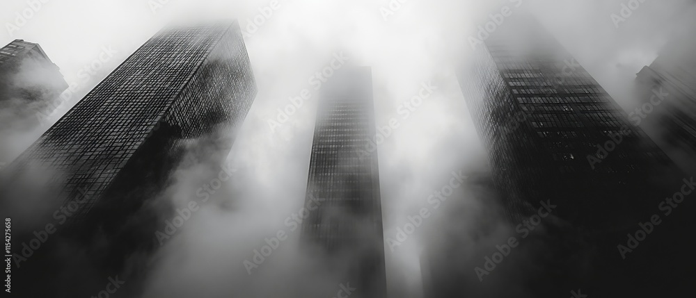 Poster enigmatic fog drifting across structures and patterns. generative ai
