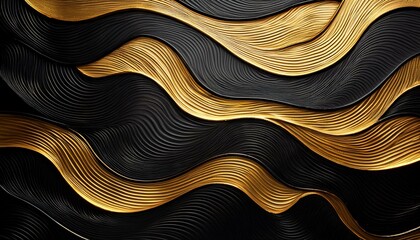 Naklejka premium black and gold wall with wavy strains