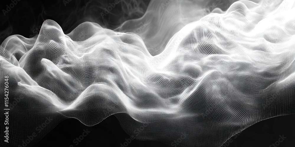 Poster glitch effects distorting grids into rhythmic patterns. generative ai