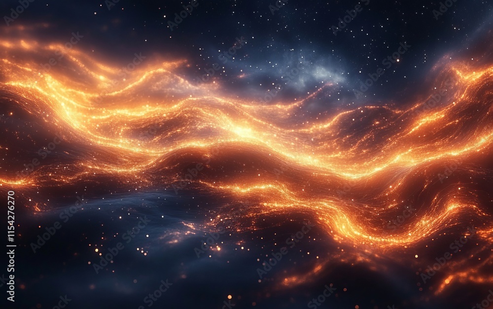Poster glow forming wave patterns across space. generative ai