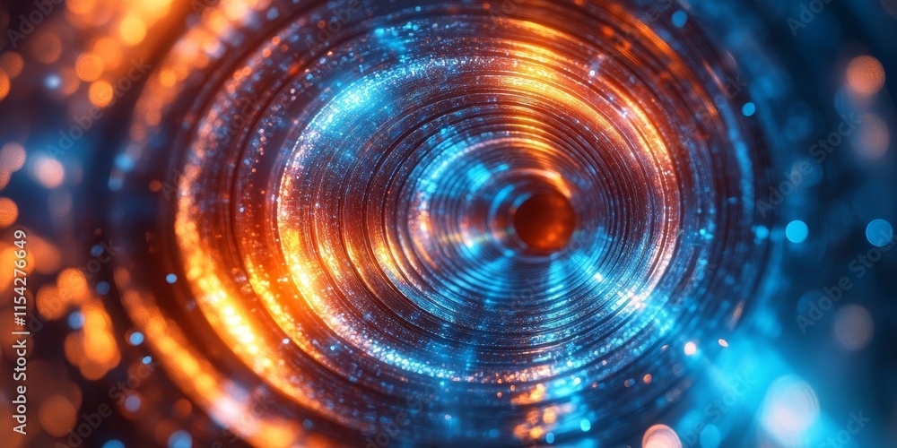 Poster energy waves in concentric circles of light. generative ai