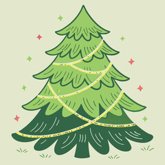 Obraz premium Christmas Tree Sticker Design on Milky Background with Holiday Season Greetings