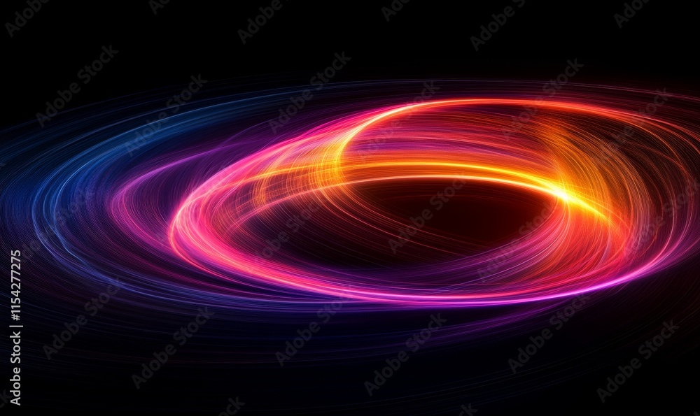 Poster light trails forming concentric patterns in space. generative ai