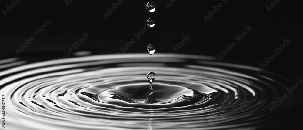 Poster liquid droplets slowly falling through a space. generative ai