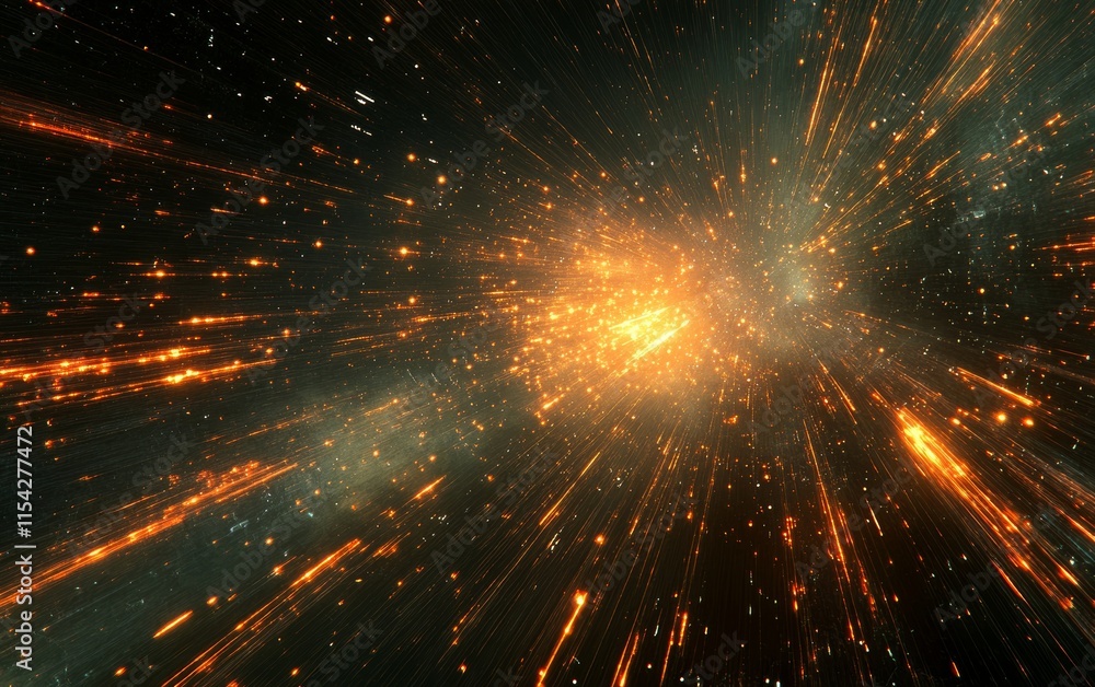 Poster light trails stretching across a dark, infinite space. generative ai