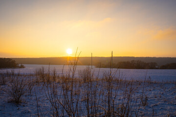 a winter evening at sunset