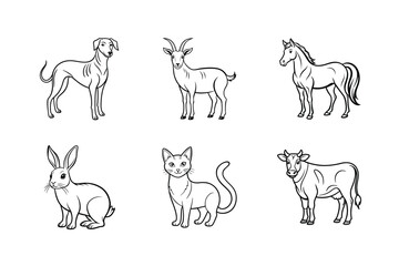 Hand Drawn Domestic Animals Vector Collection.