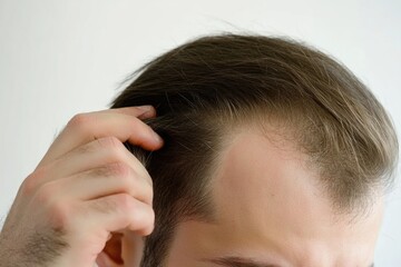 Fototapeta premium A man using a comb to style his hair