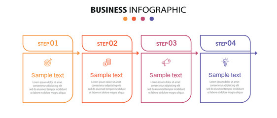 Business infographic design template with 4 options, steps or processes. Can be used for workflow layout, diagram, annual report, web design	
