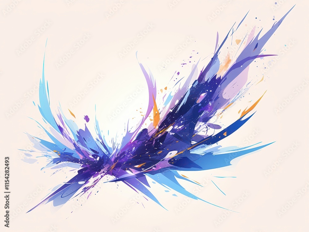 Poster abstract digital artwork featuring vibrant splashes of color and dynamic shapes.