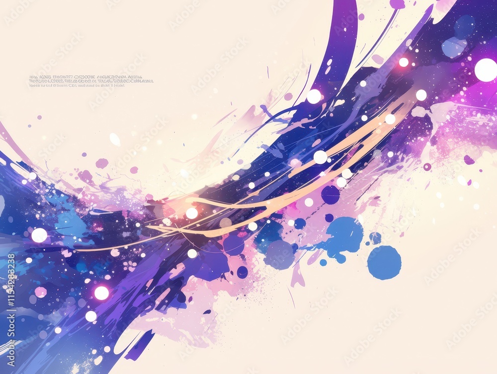 Poster abstract colorful wave design with splashes and circles for creative use.