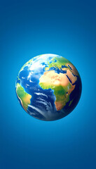 Fototapeta premium Volumetric globe of the Earth on a blue background,, mindfulness theme, with white tones